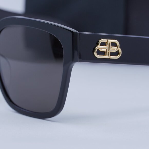 Balenciaga BB0056S 001 Square Sunglasses - Black/Grey - Picture 4 of 12
